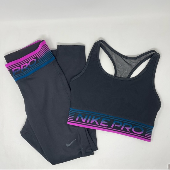 Nike Pro Dri-Fit Two Piece Outfit Sports Bra & Tights Size Small